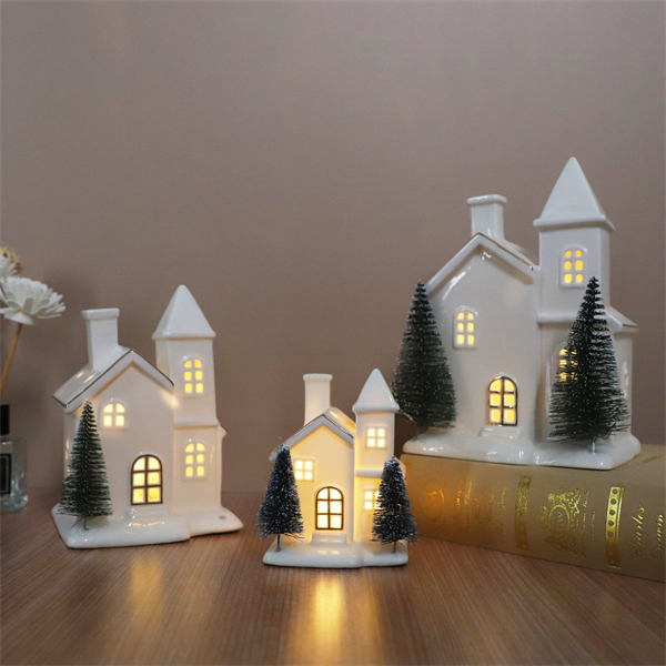 Celebrate the Season with a Festive Ceramic Christmas House Display.