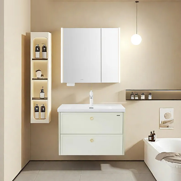 Massimizza lo spazio di archiviazione del tuo bagno con un pratico mobile per lavandino