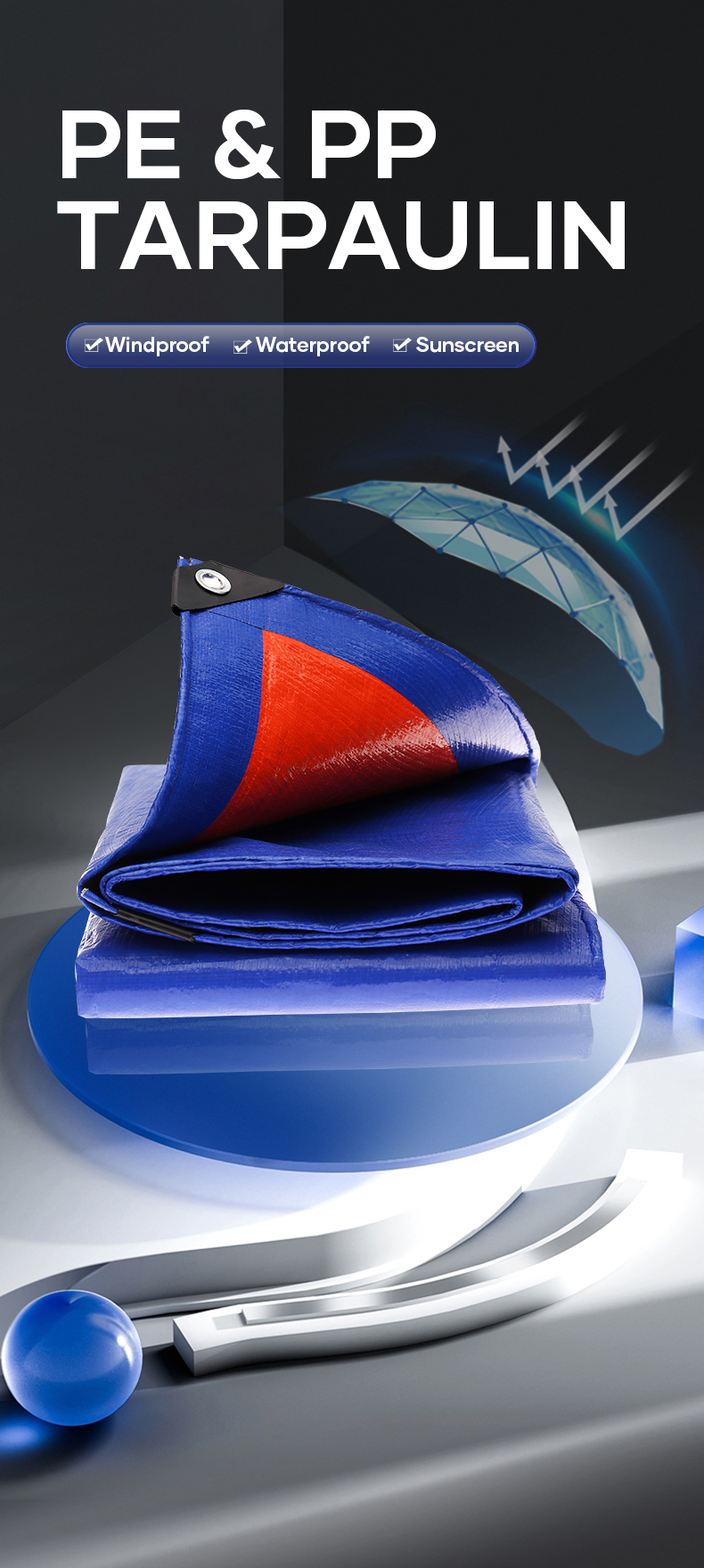 SP Good Quality And Low Price Portable Foldable 100% Plastic PE PP Woven Fabric Rolls Tarpaulin manufacture