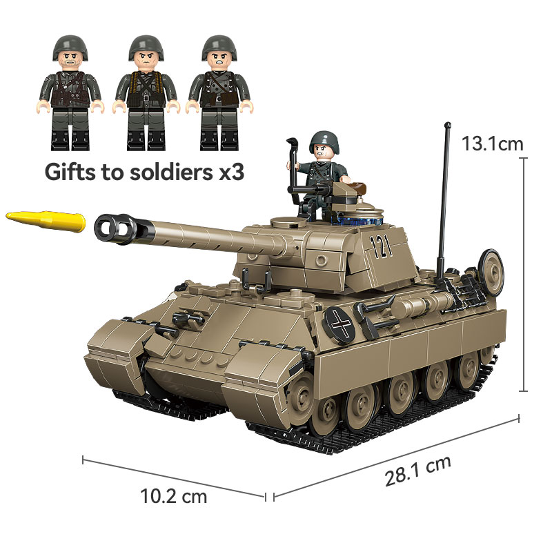 produk cayi new ww2 heavy tank military model war world 2 equipment moc bricks mainan plastik set untuk anak-anak oem diy building block set-61