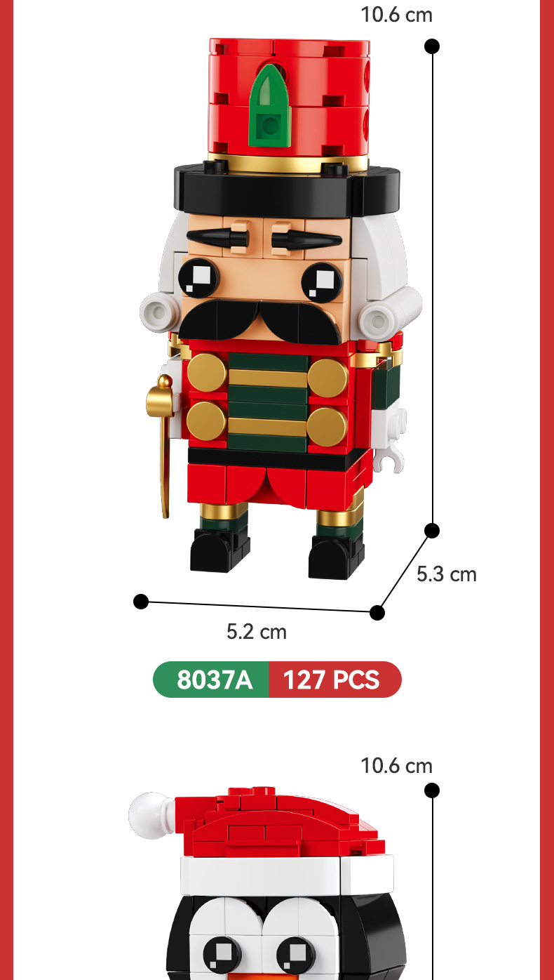 product 8037 christmas brick head figure square head figure santa claus elf moc building block set diy educational toys for kids cayi-63