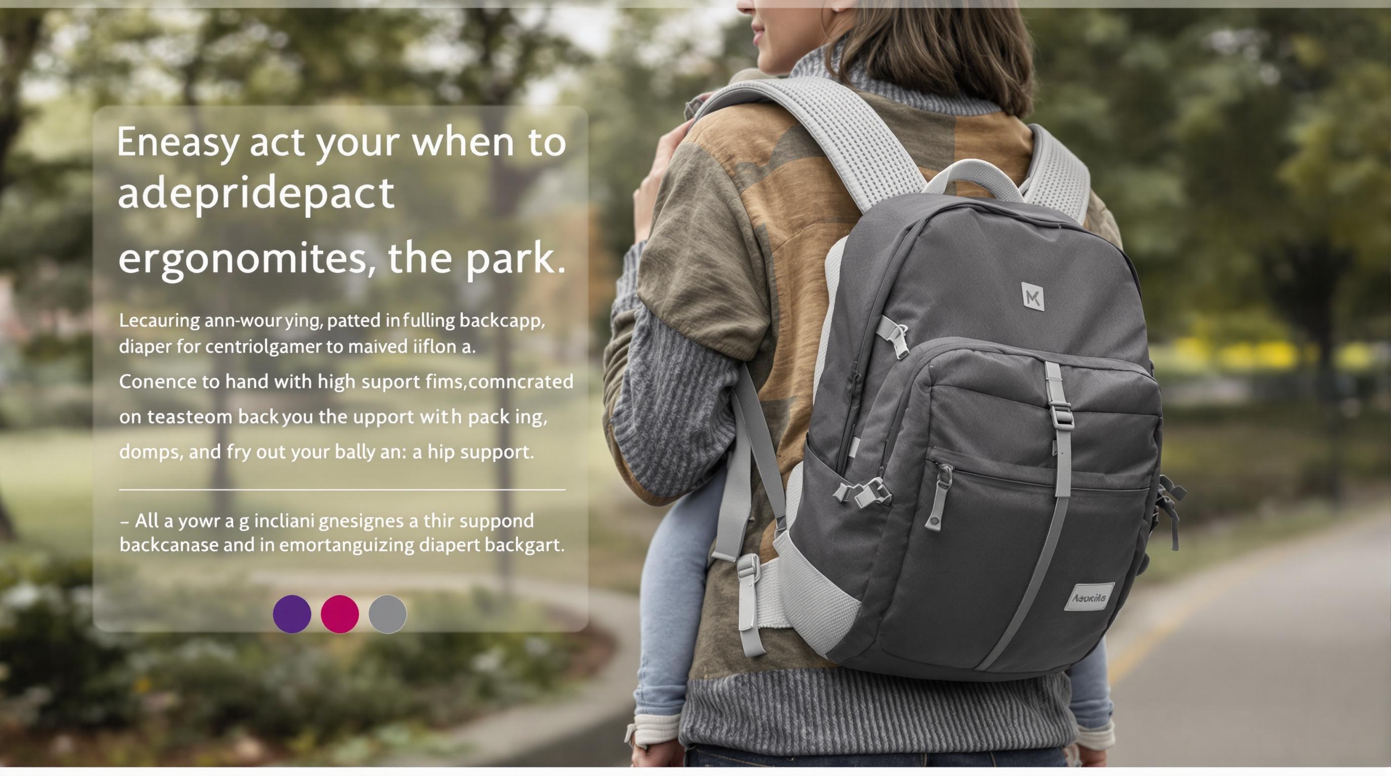 Parent wearing an ergonomically designed diaper backpack with balanced weight distribution outdoors