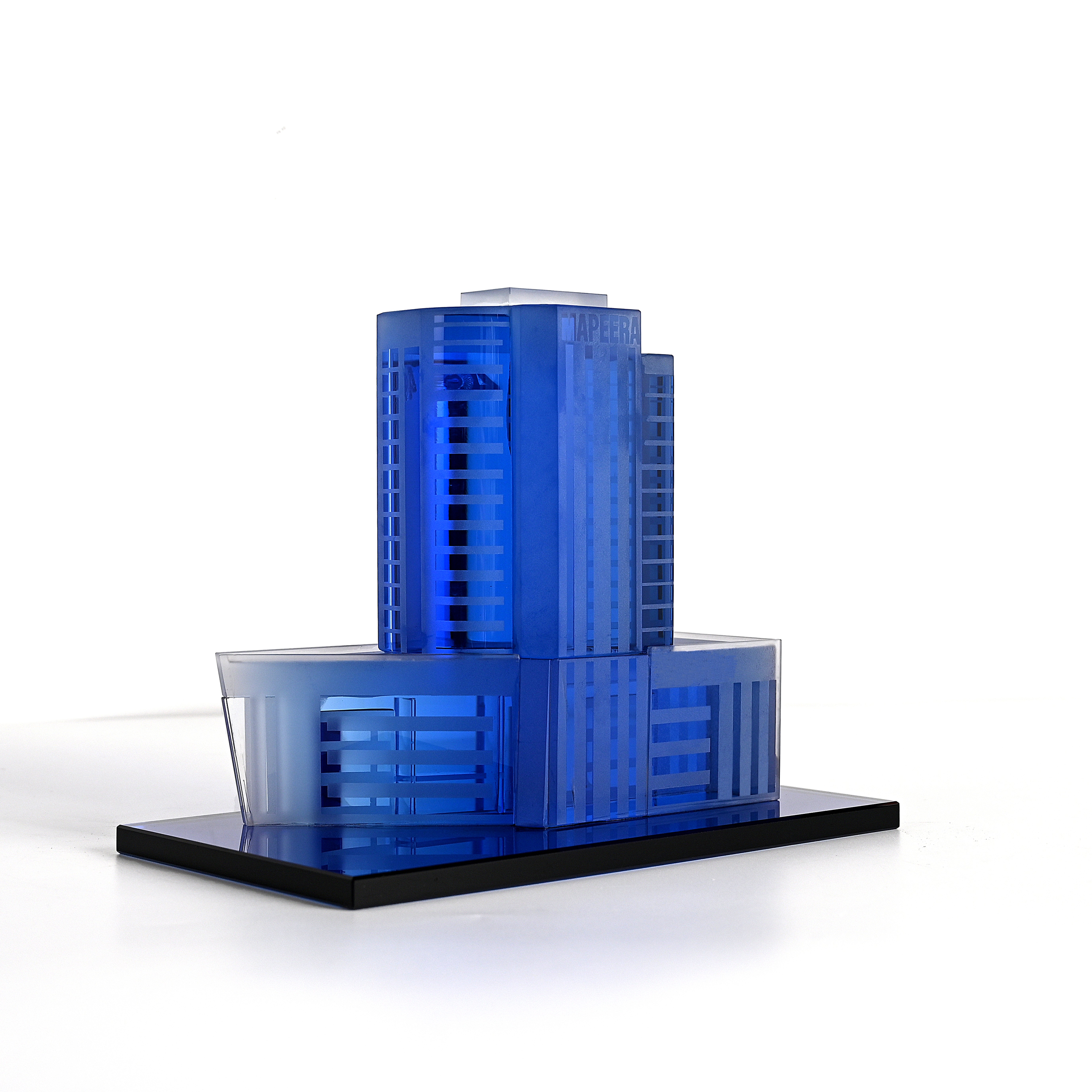 Customizable Blue Crystal Building Model for International Commemorative Gift supplier