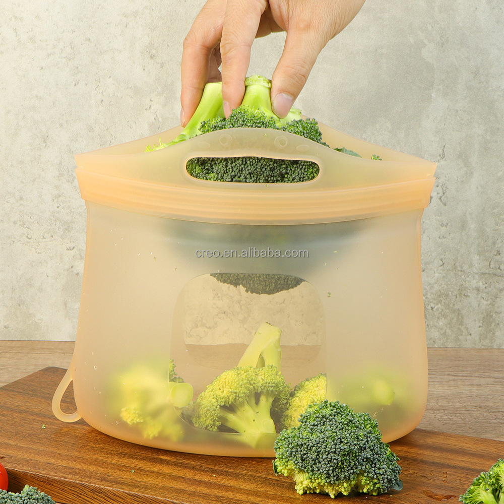 100% Food-grade Silicone Fresh-keeping Bags Microwaveable Food Storage Bag For Kitchen Refrigerator Meals Fruit & Vegetables manufacture