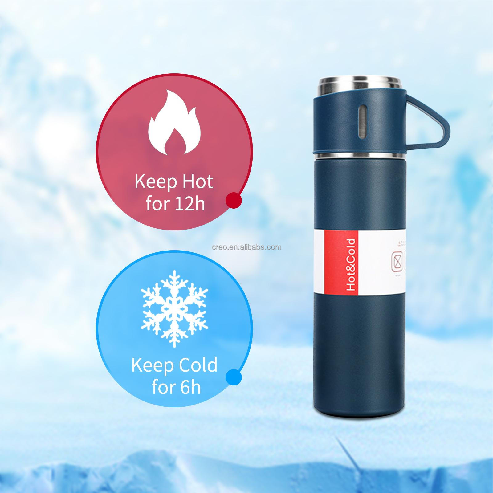 Upgraded 500ML Stainless Steel Thermos Flask Gift Set with Two Cups Vacuum Insulated Water Bottle Corporate Event Business Gifts manufacture