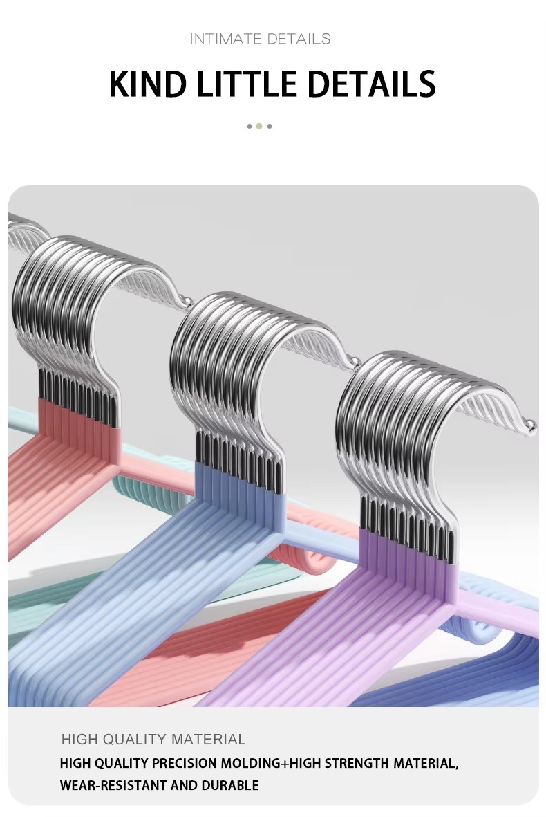 10 pack Thickened Non-slip & Traceless Metal Hanger For Wardrobe Clothes Organizer Dipped Plastic Stainless Steel Drying Hanger supplier