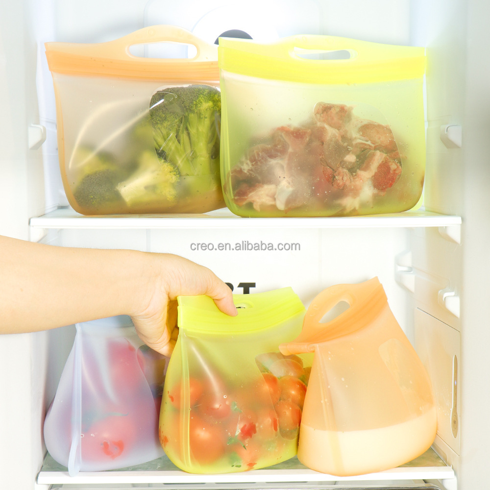 100% Food-grade Silicone Fresh-keeping Bags Microwaveable Food Storage Bag For Kitchen Refrigerator Meals Fruit & Vegetables details
