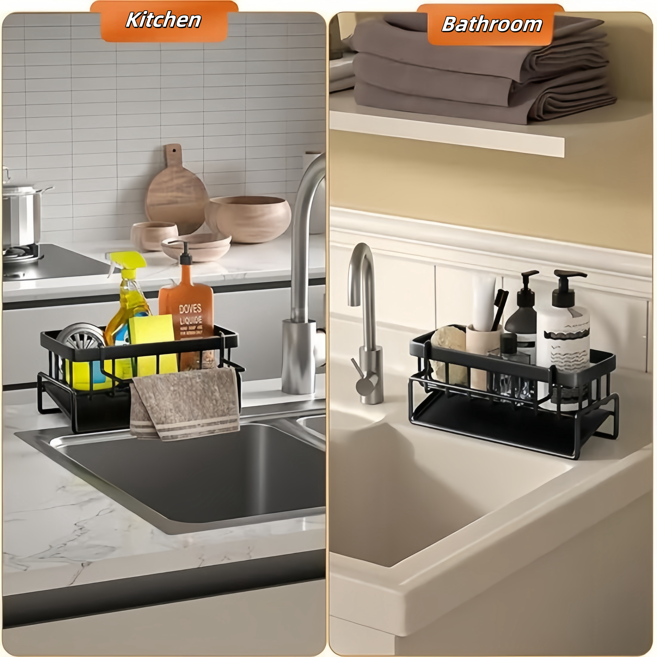Metal Sink Storage Rack Kitchen Drainer Rack with Draining Tray & Detachable Hanging Rack for Home Hotel Kitchen Bathroom factory