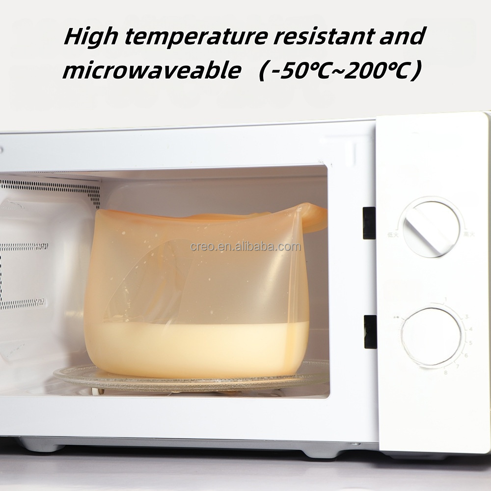 100% Food-grade Silicone Fresh-keeping Bags Microwaveable Food Storage Bag For Kitchen Refrigerator Meals Fruit & Vegetables supplier