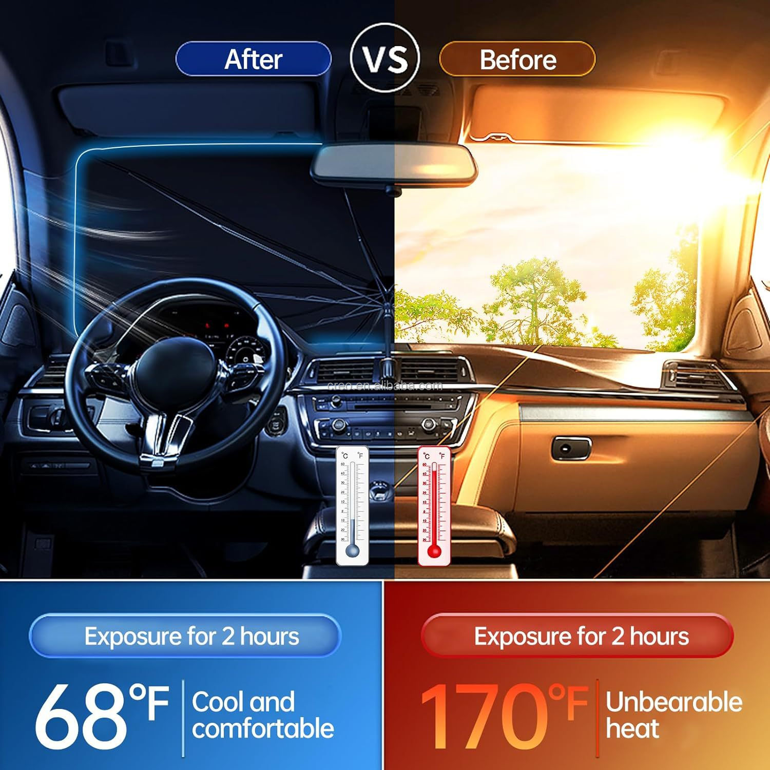 Hot Selling Car Front Windshield Shades Folding UV Protection & Heat Insulation Car Sunshade Umbrella Anti-Ultraviolet Parasol manufacture