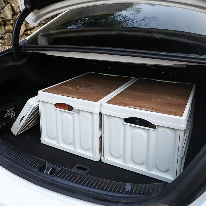Large Capacity  PP Plastic Folding Storage Box Stackable Storage Bins With Cover for Home Storage Outdoor Camping Car Organizer factory