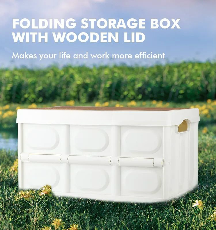 Large Capacity  PP Plastic Folding Storage Box Stackable Storage Bins With Cover for Home Storage Outdoor Camping Car Organizer manufacture