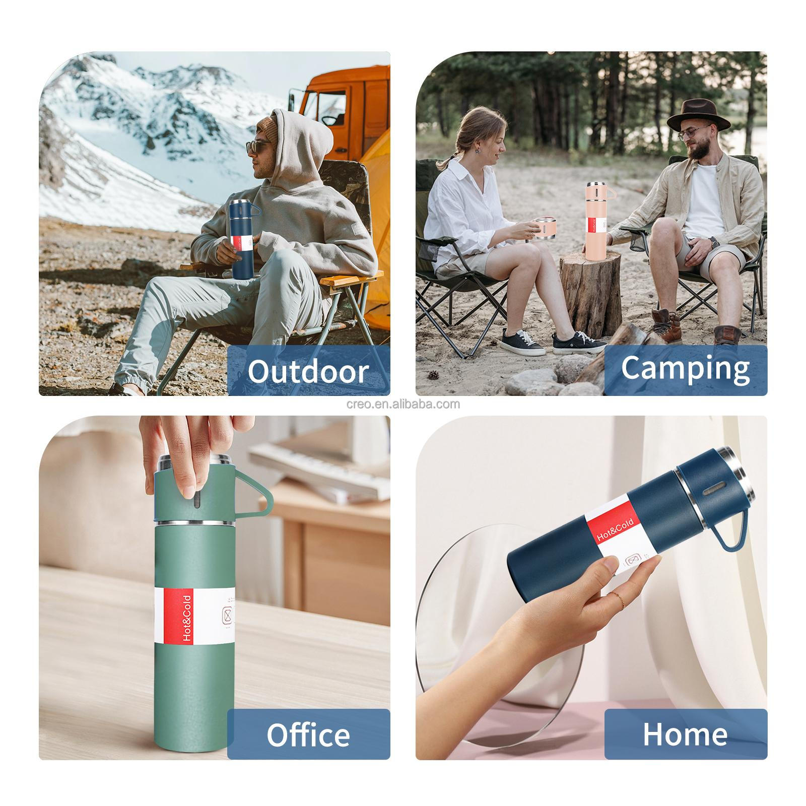 Upgraded 500ML Stainless Steel Thermos Flask Gift Set with Two Cups Vacuum Insulated Water Bottle Corporate Event Business Gifts factory