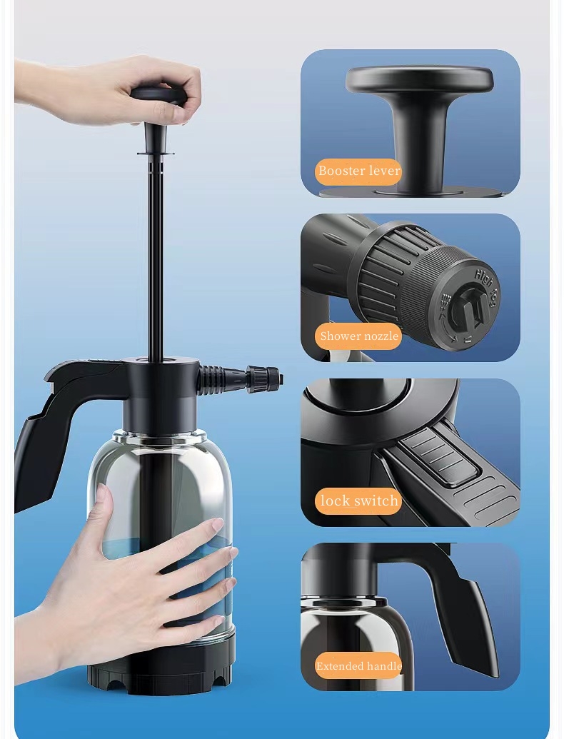 2L Hand Air Pressure Water Sprayer Car Wash Foam Spray Bottle Air Compression Pump PP Plastic High Pressure Hand Power PP/PE details