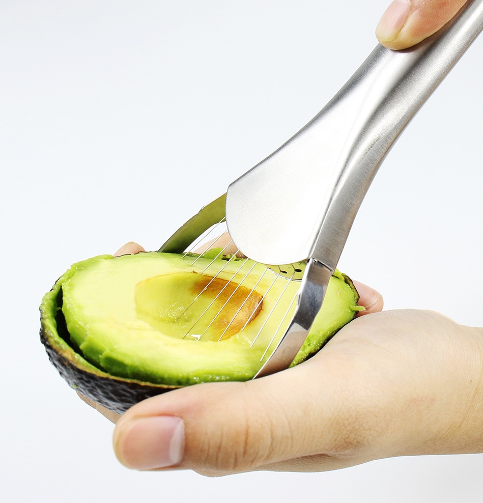 Wholesale Kitchen Gadgets Avocado Slicer Stainless Steel Avocado Corer & Peeler Pitaya Avocado Watermelon Slicer and Pitter Tool manufacture