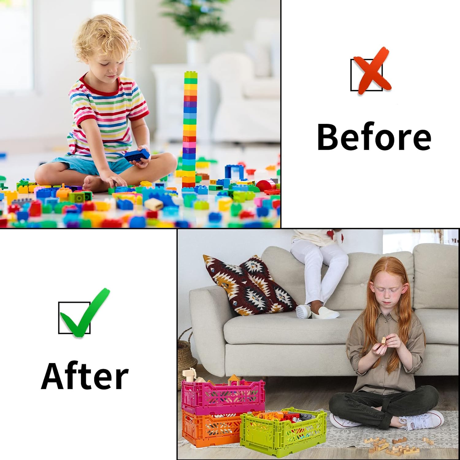 Custom Desktop Stackable Basket PP Plastic Crate Foldable Storage Bins for Home Office Toys Sundries Organization manufacture
