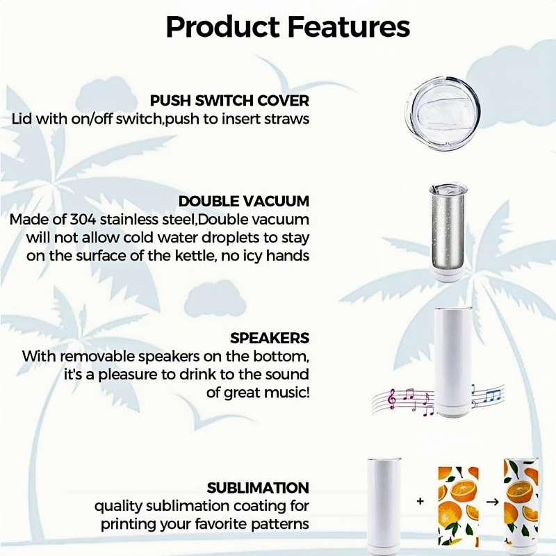 USB Charging Bluetooth Speaker Cup Stainless Steel Detachable Sublimation Vacuum Flask Music Player Thermoses Bottle with Lid manufacture