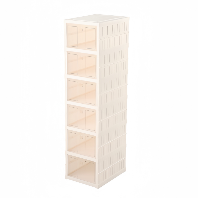 Sturdy Foldable Free Standing Plastic Shoe Rack No Assembly Shoe Storage Organizer Cabinet with Magnetic Clear Door for Entryway manufacture