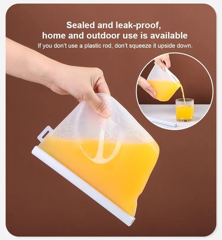 100% Food Grade Silicone Food Storage Bag Detachable Zipper Top Fresh-keeping Food Bag for Microwave & Refrigerator factory