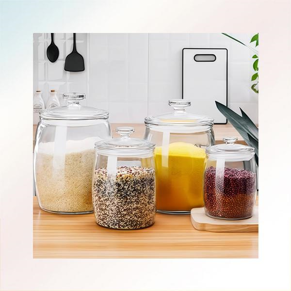 Oshxonangizdagi mahsulotlarni saqlash uchun qulay shishali bankalar yordamida tartibga keltiring