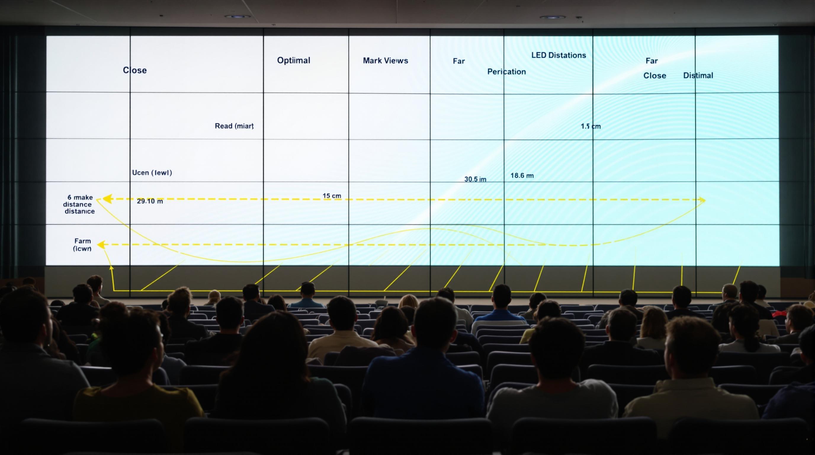 People viewing a large LED screen wall from multiple distances in a hall