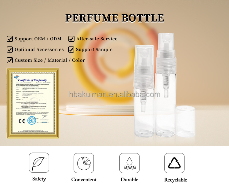 Wholesale Refillable Fragrance Atomizer Travel Size 2ml 3ml 5ml 10ml Mini Samples Glass Spray Perfume Bottle details