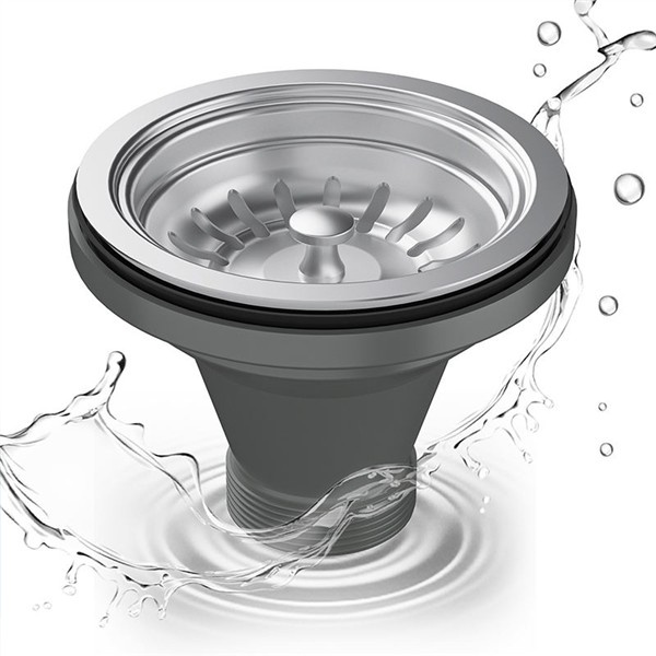 غذائیہ اور ڈیبرس کو ڈرائن میں جانے سے روکیں ایک کچن سنک سٹرینر سٹاپر کے ساتھ