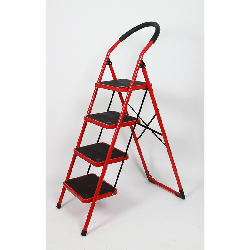 product direct selling non slip steel folding step stool home safety 4 step iron ladder-2