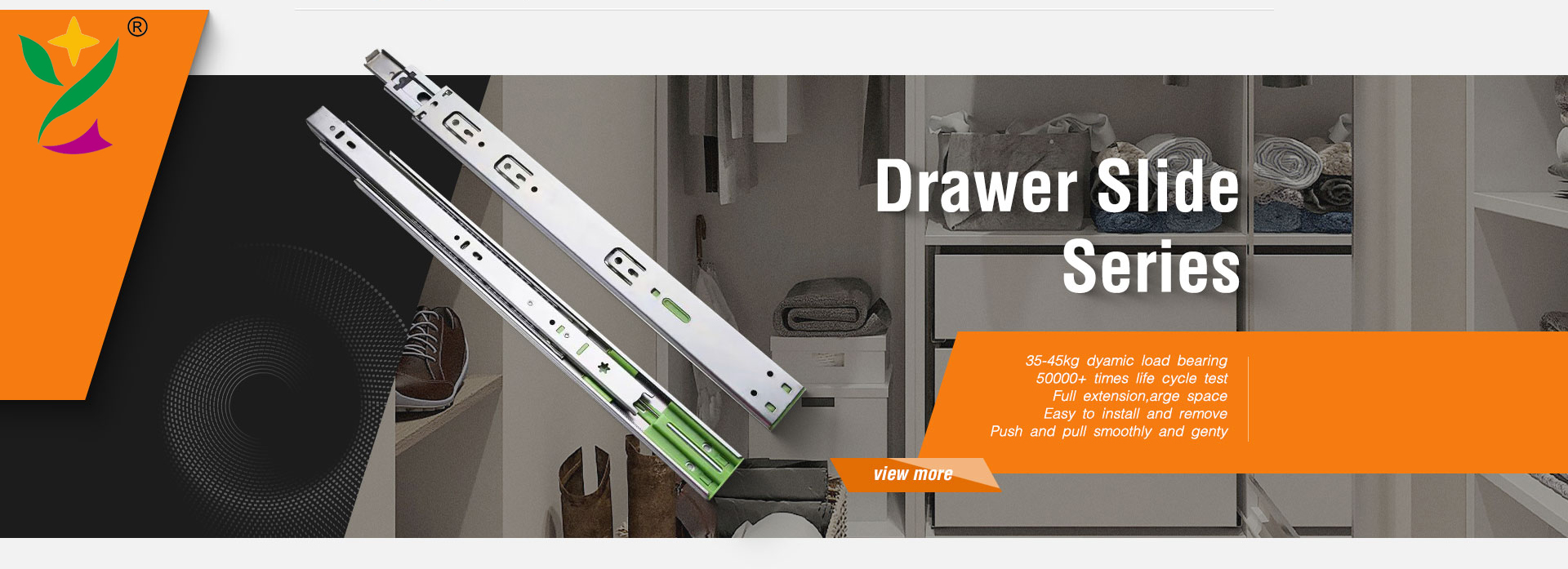 product yuxing 45mm full extension soft close ball bearing heavy duty drawer channel rail telescopic slide drawer-1