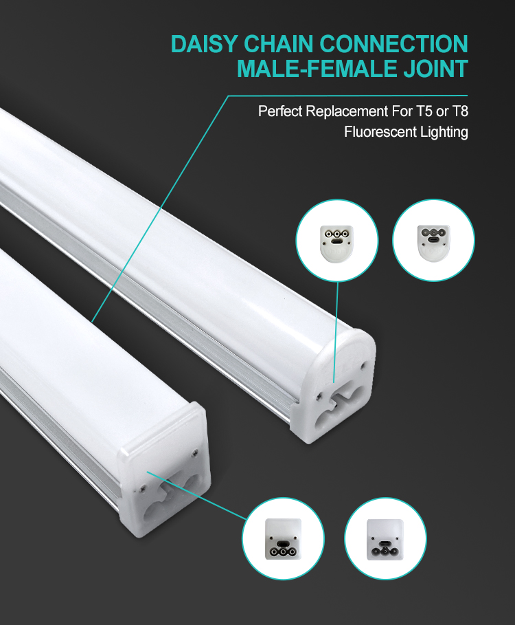 Wholesale OEM&ODM Indoor Lighting 2Ft 3Ft 4Ft Aluminum Linkable Linear T5 T8 Integrated Led Tube Light factory