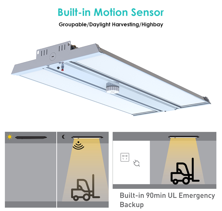 ETL Listed Dimmable Industrial Warehouse Workshop Highbay Lamp Aluminum Smart Sensor Led Linear High Bay Light manufacture