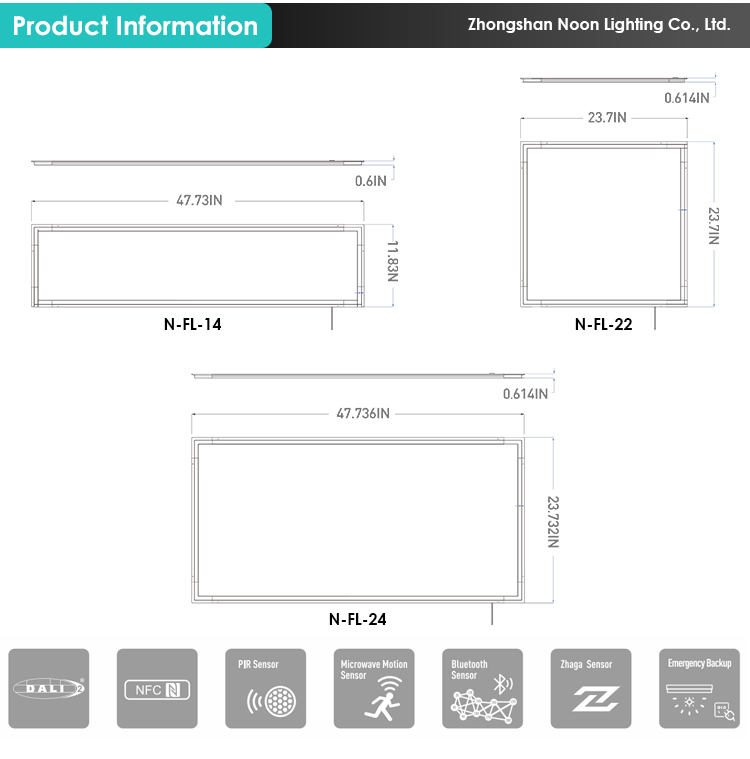 Noonlight Recessed Mounted 0-10v Dimmable Sensor 60x60 60x120 30x120 Frame Light Square Border Led Slim Flat Panel Light supplier