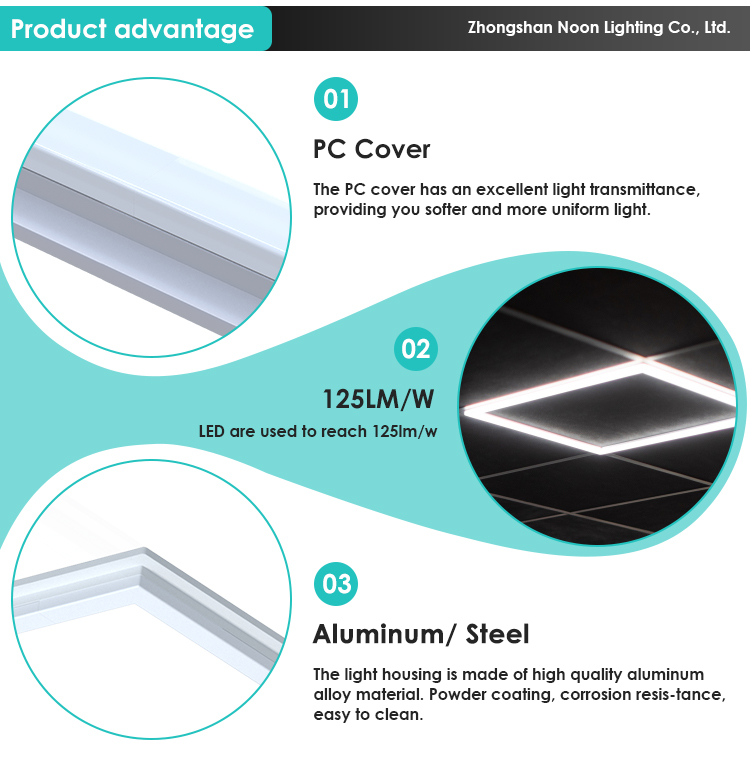Noonlight Recessed Mounted 0-10v Dimmable Sensor 60x60 60x120 30x120 Frame Light Square Border Led Slim Flat Panel Light supplier