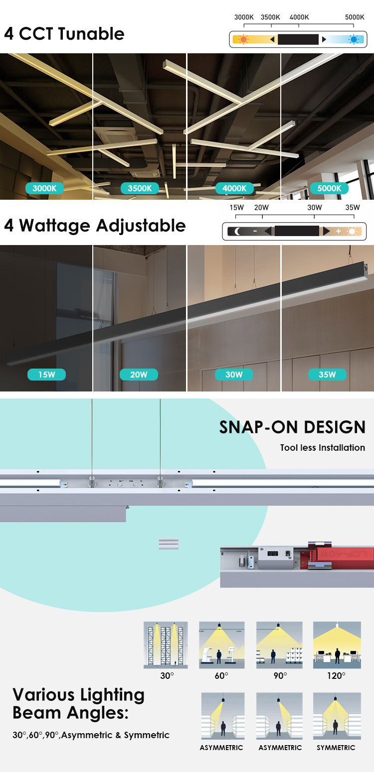 Wholesale Indoor Modern Linear Lighting Commercial Office Suspension Led Linear Lamp manufacture