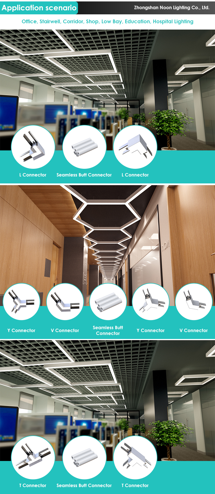 Wholesale Indoor Modern Linear Lighting Commercial Office Suspension Led Linear Lamp details