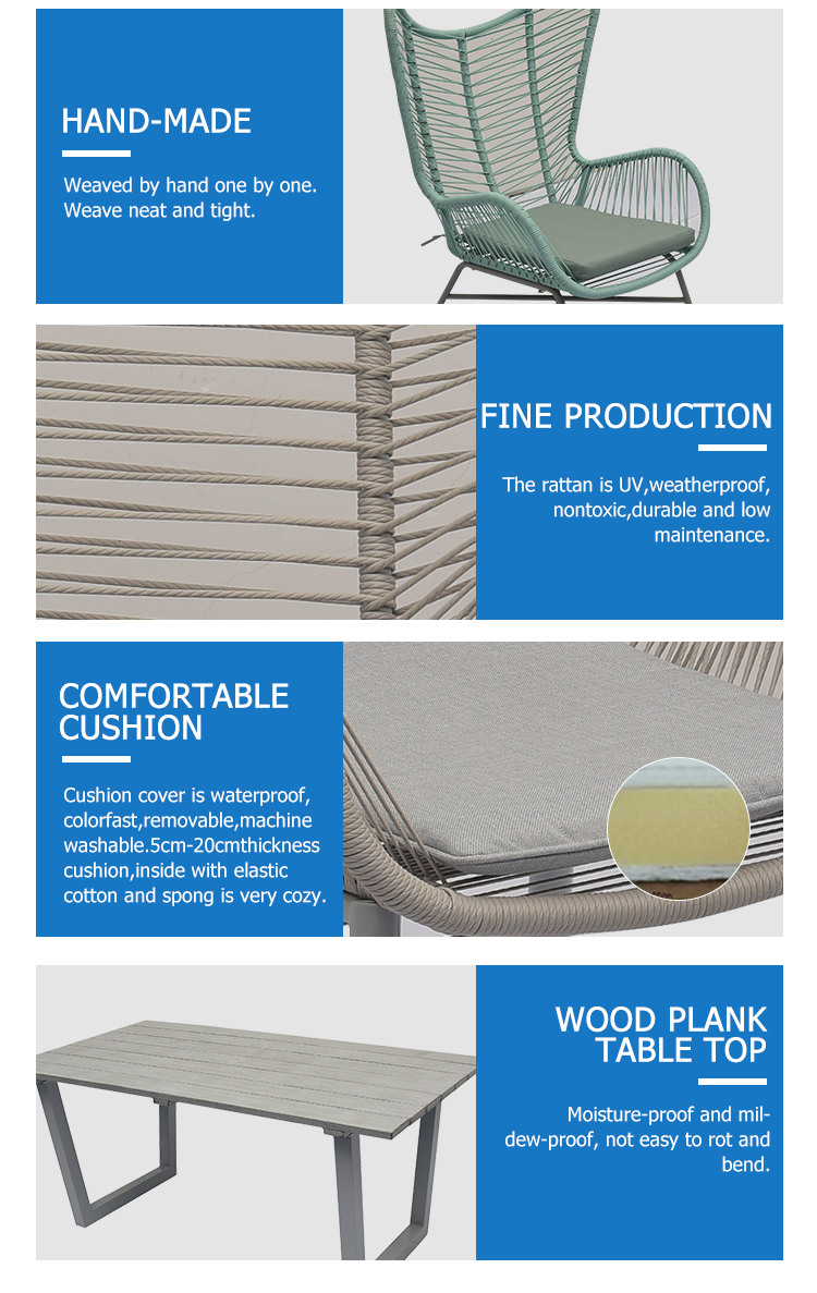 product weave garden sofa luxury garden set of outdoor table chair outdoor furniture set with rope-3