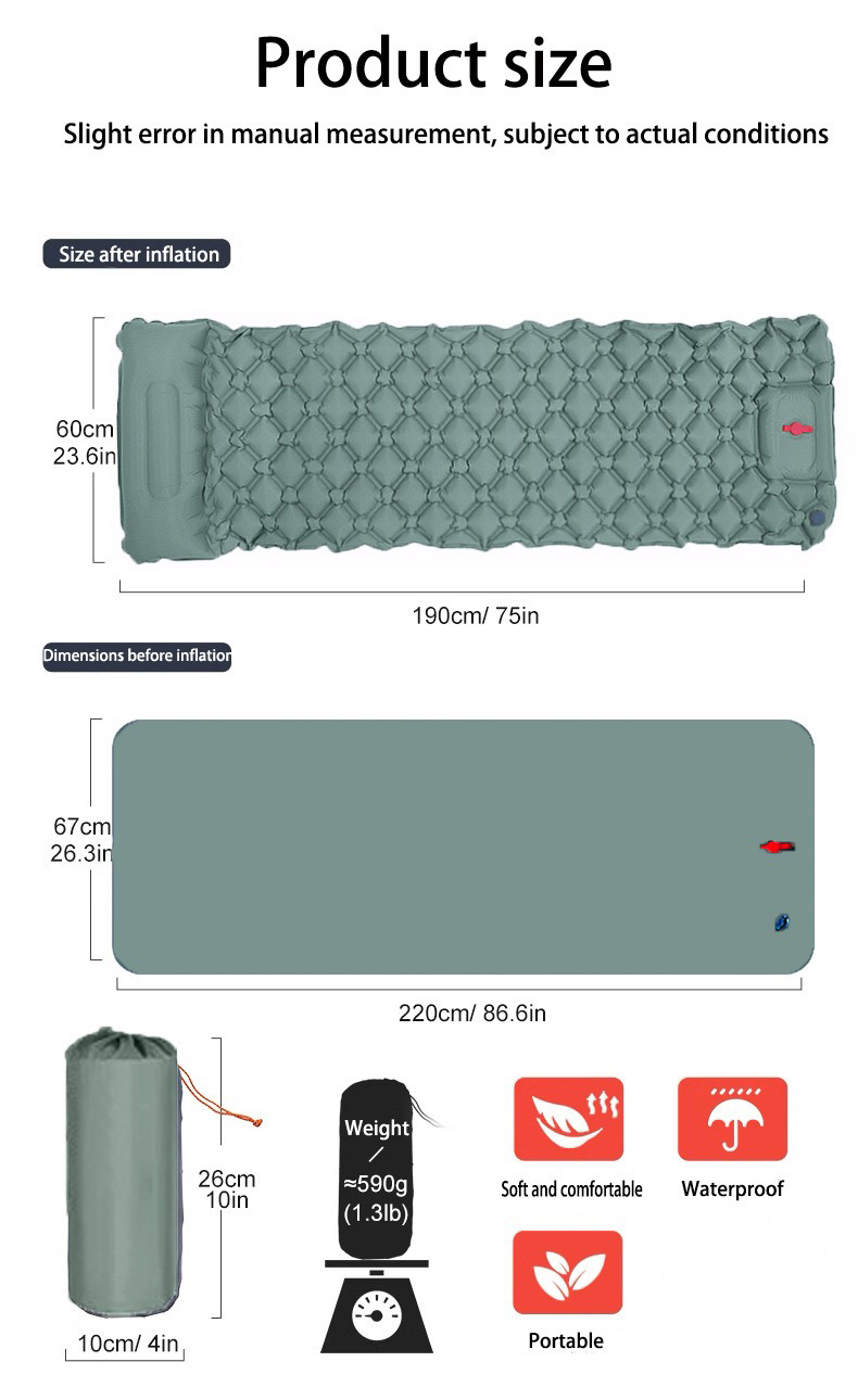 Ultra-Light Compact TPU Inflatable Camping Sleeping Pad with Built-in Foot Pump Modern Design Outdoor Air Mattress factory