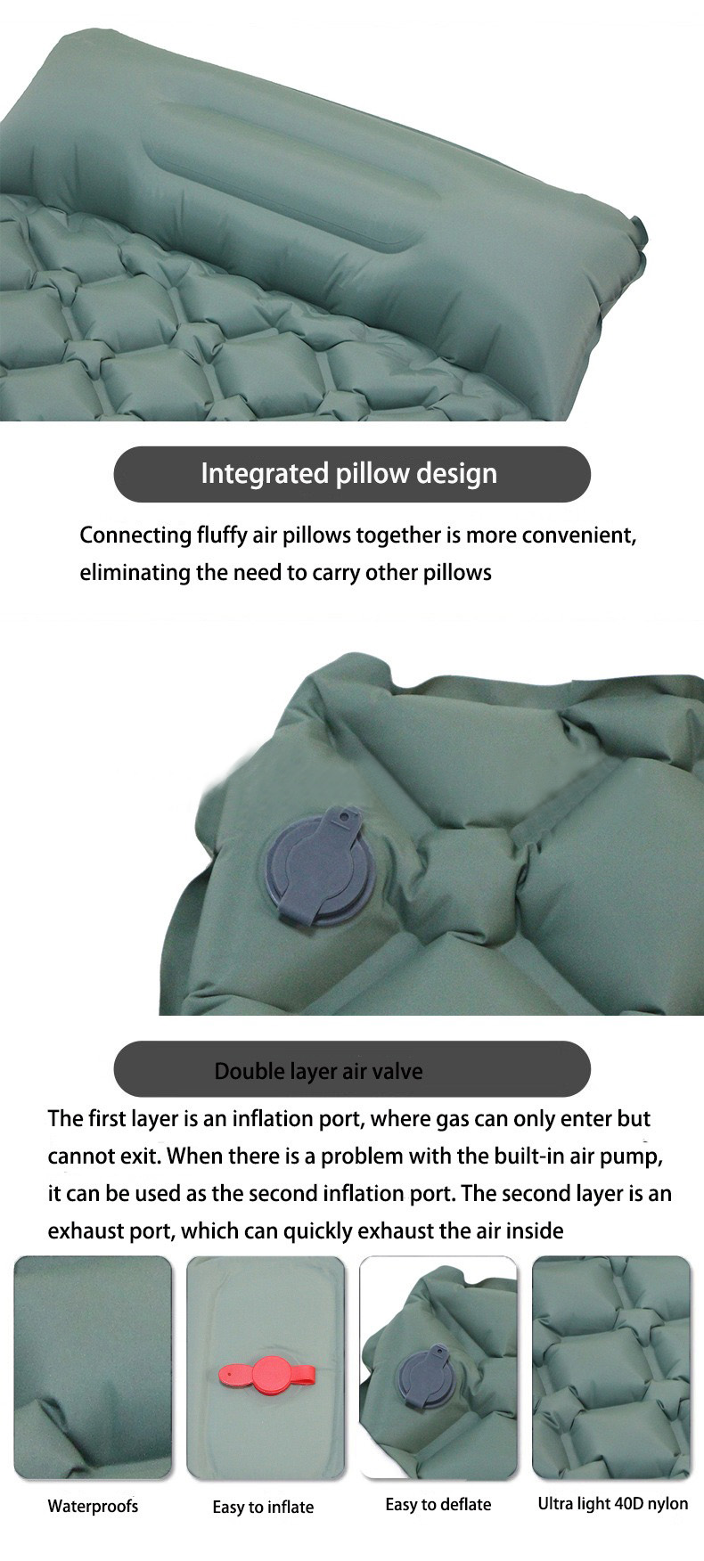 Ultra-Light Compact TPU Inflatable Camping Sleeping Pad with Built-in Foot Pump Modern Design Outdoor Air Mattress manufacture