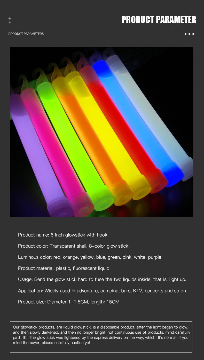 Wholesale 6 Inch Lighting Stick Glow Sticks Glow Sticks Bulk Party Supplies Led Glow Sticks for Survival Gear Camping Lights supplier
