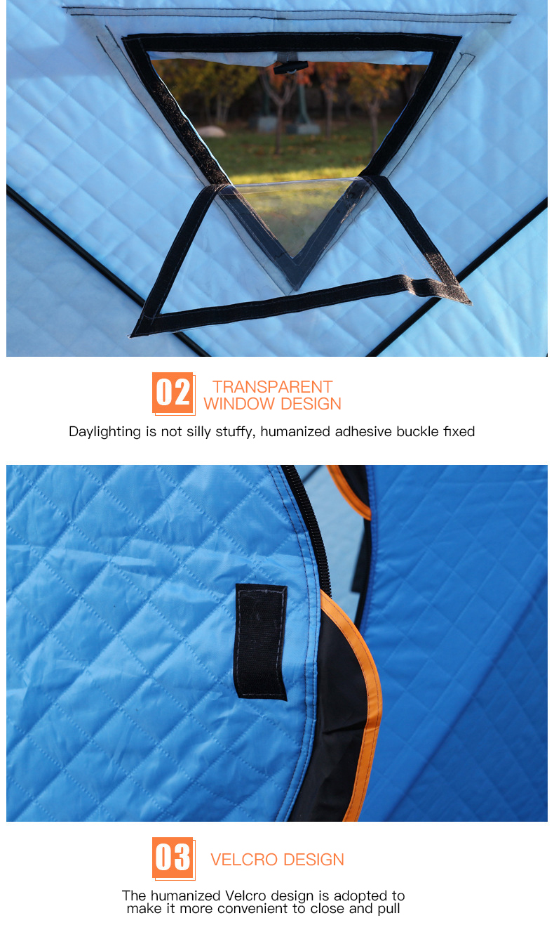 Large Double Oxford Winter Fishing Tent for 3-4 People Portable 3 Layers Portable Sauna Tent Factory Direct Camping Tent details