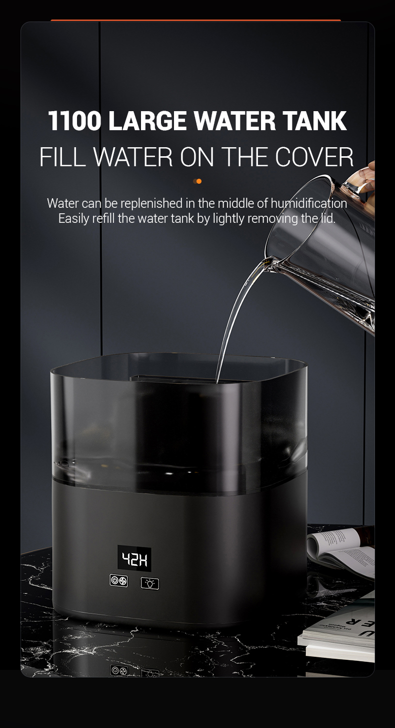 Desktop Flame Humidifier 1100ML Aromas Diffuser Air Purifier with Night Light Room Fragrance Volcano Humidifier for Living Room factory