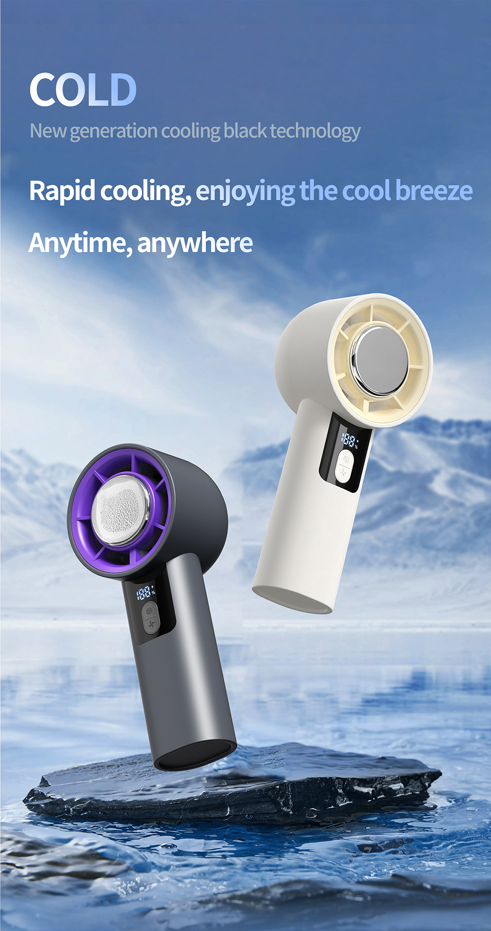2025 New Portable 100 High Speed Handheld Fan Turbo Cooling Small Hand Fan 3000mAh Cold Compress Turbo Mini Fan Rechargeable manufacture