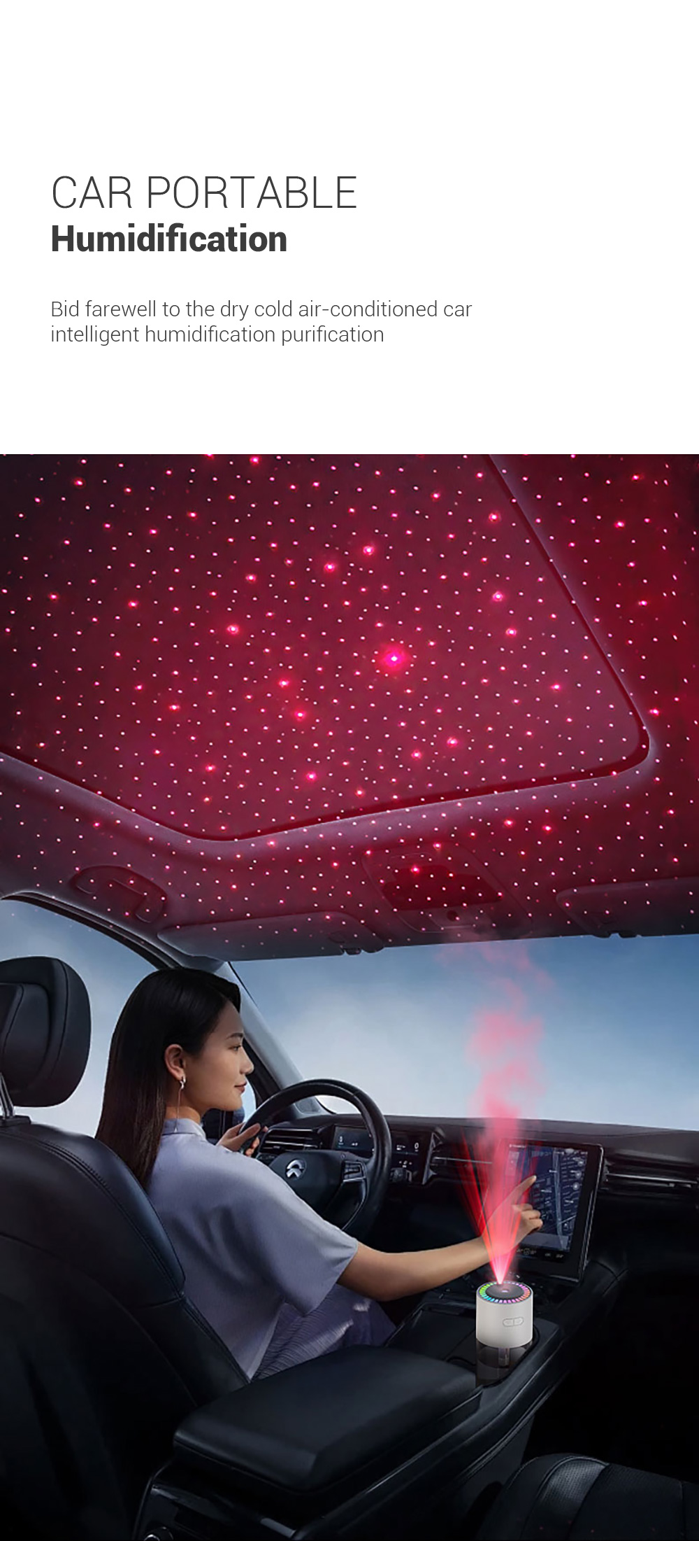 New Portable 280ML USB Car Humidifier Home Office Ultrasonic Mist Maker Humidifier with Starry Sky Lamp Air Humidifier details