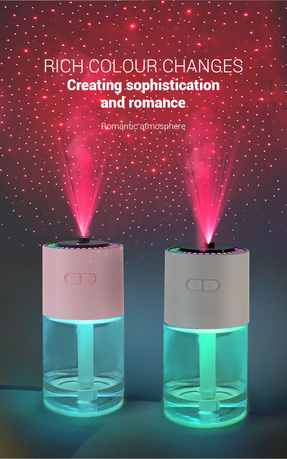 New Portable 280ML USB Car Humidifier Home Office Ultrasonic Mist Maker Humidifier with Starry Sky Lamp Air Humidifier manufacture