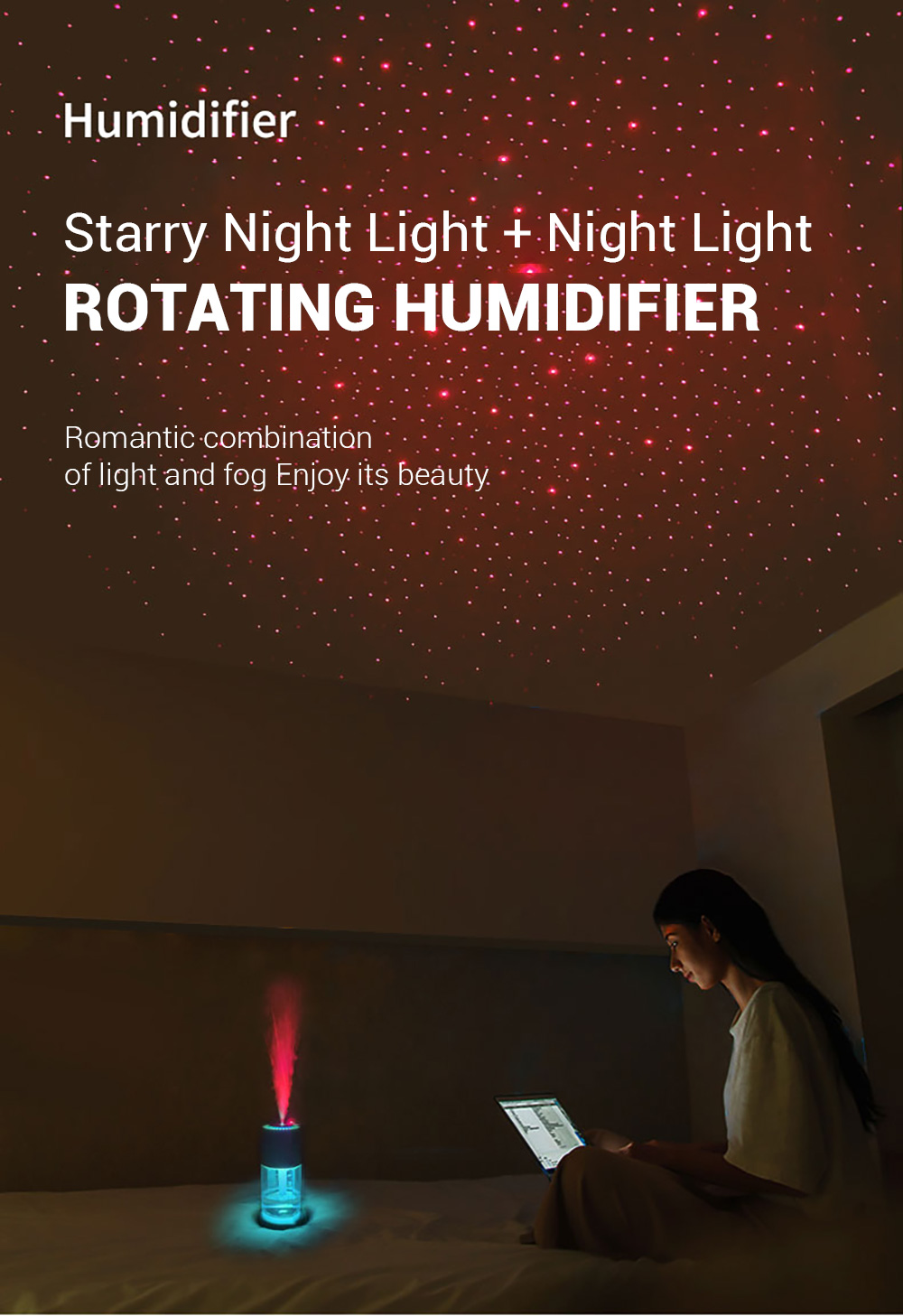 New Portable 280ML USB Car Humidifier Home Office Ultrasonic Mist Maker Humidifier with Starry Sky Lamp Air Humidifier details