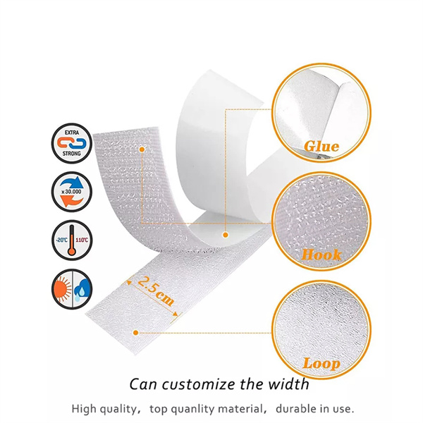 Bandă albă fiabilă cu croșet și buclă, cu spate adeziv puternic