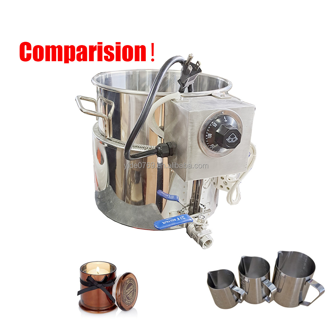 Sugar Wax Heating Machine, High temperature 150C Stainless Steel Melter for Home/Salon Use Hair Wax Heat Pot 10LT size details