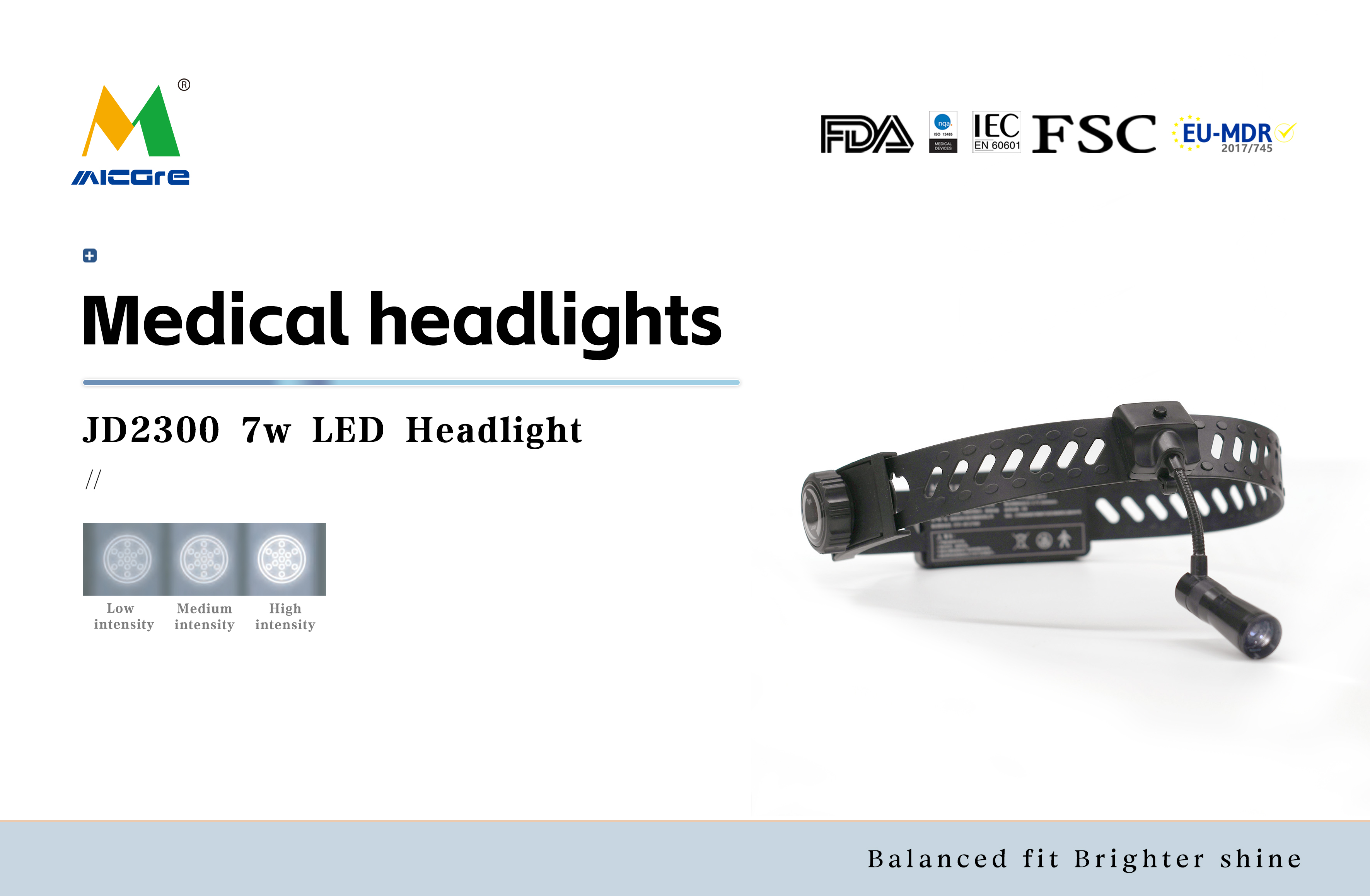 MIACARE JD2300 7W LED Head Lamp Portable Surgical Headlight para sa Dental Operating Quality headlamp na mga detalye