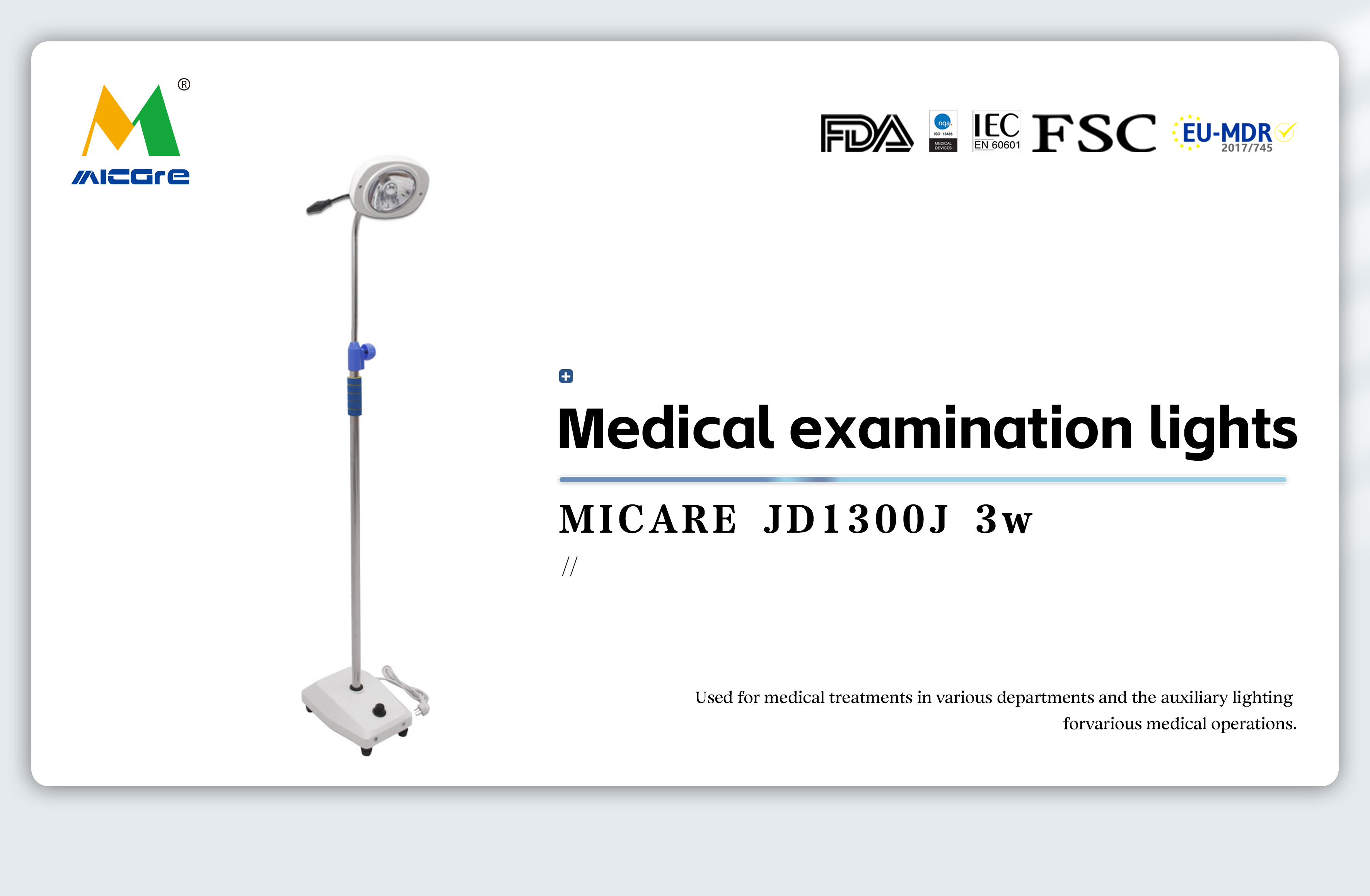 MICARE JD1300J Mobiles medizinisches Halogen-Untersuchungslicht Zusätzliche Untersuchungslampe für professionelle medizinische Einrichtungen Details