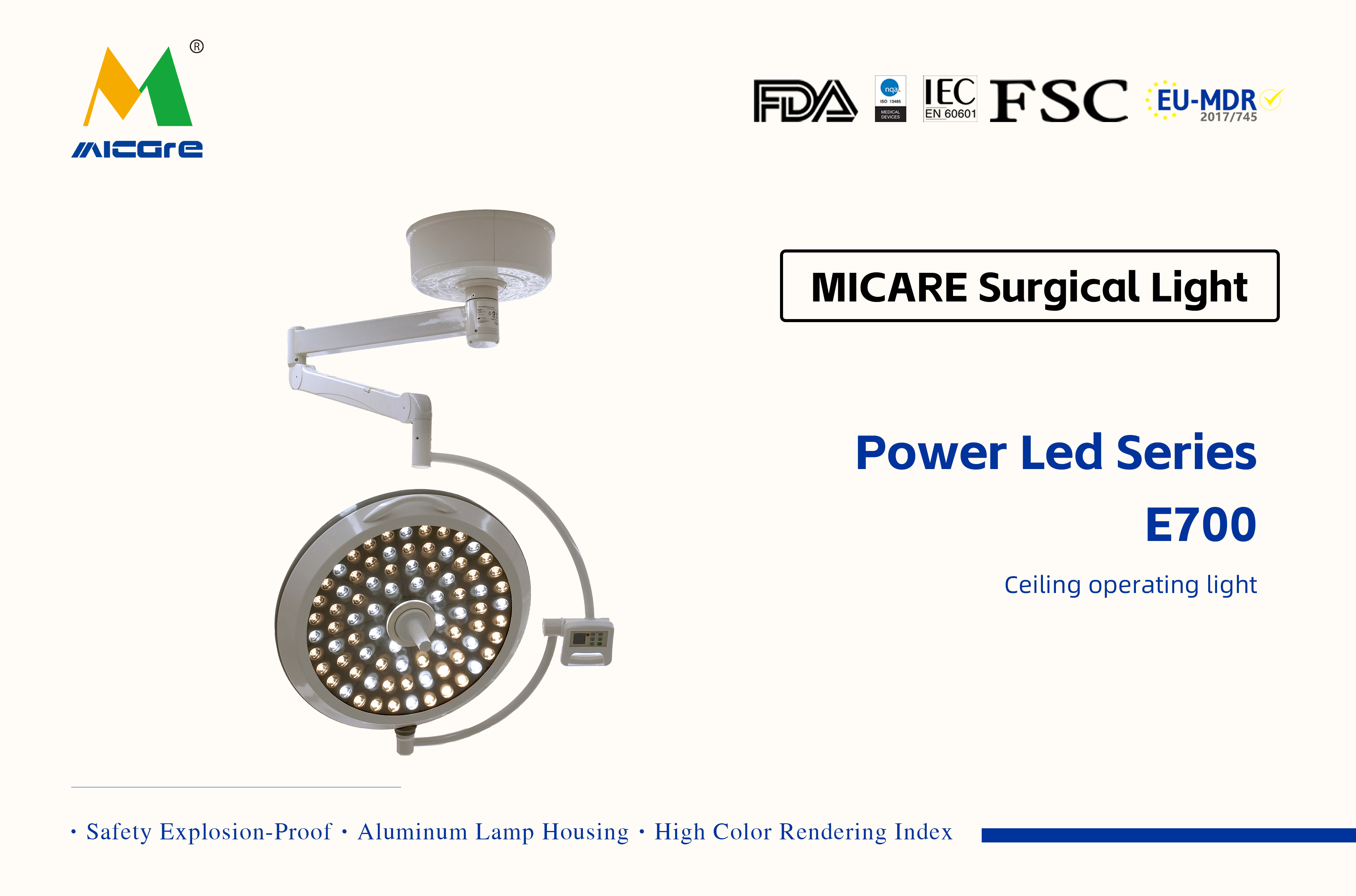 MICARE Power led E700 Ziekenhuis Chirurgische LED Kleurtemperatuur Verstelbare Medische Operatielamp fabricage